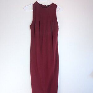 Ponte Knit Dress Pencil Skirt Office Fashion Winter Burgundy Dress TAHARI XS